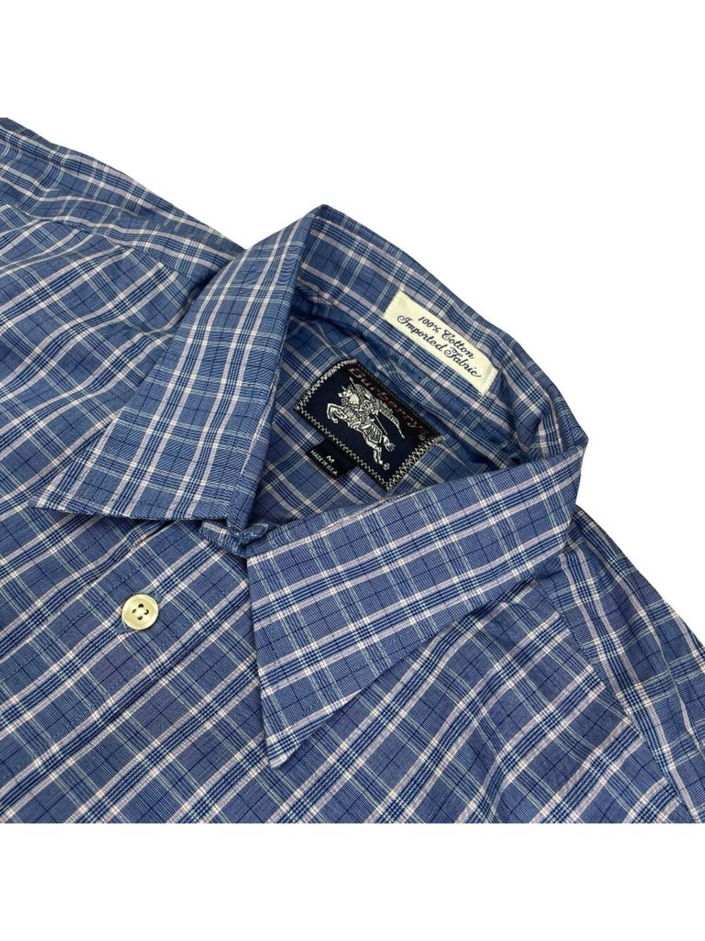 VTG NEW Burberry Men’s Dress Shirt Blue/Pink Novacheck Plaid • USA • Medium